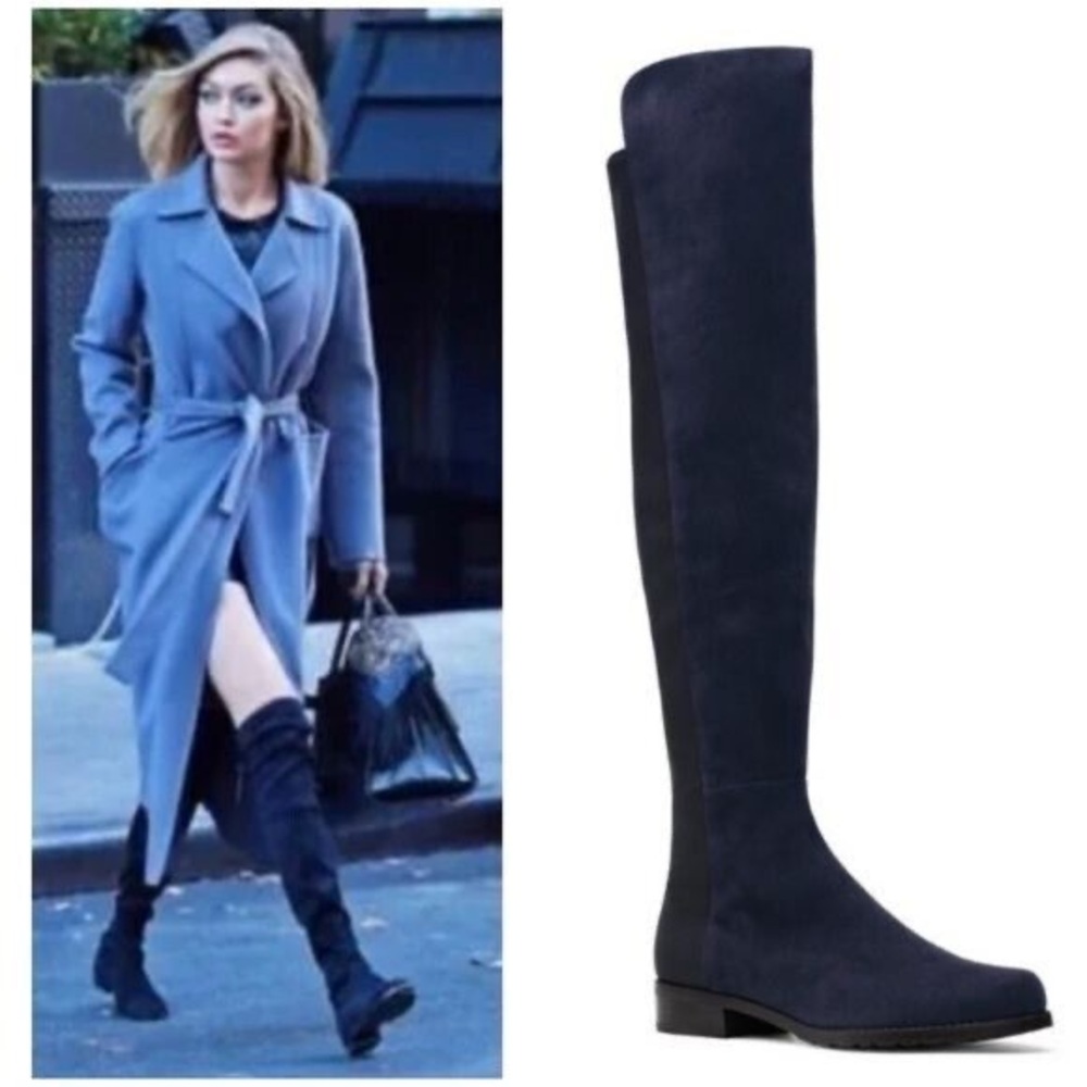Stuart Weitzman 5050 suede stretch over the knee boot in blue size 6